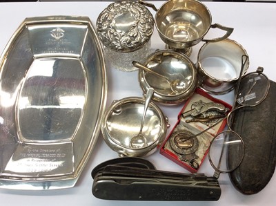 Lot 715 - Silver items, penknife, pair old spectacles etc