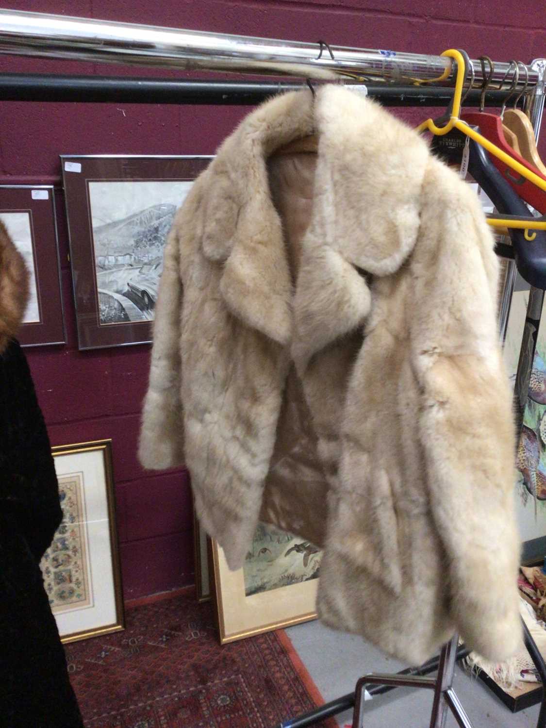 Lot 570 Ladies cream fur coat, mink stole, and a