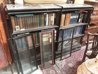 Lot 984 - Pair of early 20th century Globe Wernicke three section bookcases, 86cm wide, 30cm deep, 124cm high