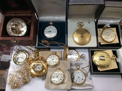 Lot 719 - Group gold plated pocket watches and watch chains