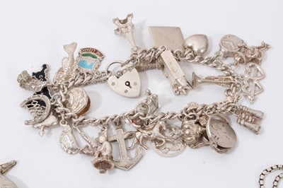 Lot 1 - Group silver jewellery including a charm bracelet and various pendants on chains