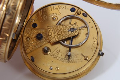 Lot 3 - 19th century Swiss 18ct gold cased fob watch