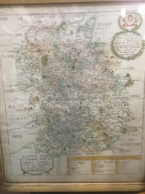 Lot 377 - Richard Blome - hand coloured engraved map of Shropshire