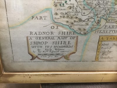 Lot 377 - Richard Blome - hand coloured engraved map of Shropshire