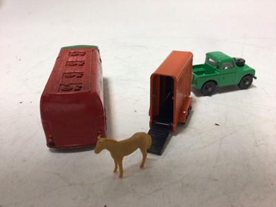 Lot 2042 - Dinky Dublo Bedford flat trunk 066, Bedford Articulated Flat truck 072, Land Rover and Horse Trailer 073, AEC Mercury Tanker Shell BP 070, all boxed (4)