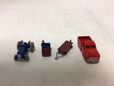 Lot 2044 - Dinky Dublo Morris Pick Up 065, Ford Prefect 061, Massey Harris Ferguson Tractor 069, Singer Roadster 062, Lansing Bagnall Tractor and Trailer 076, all boxed