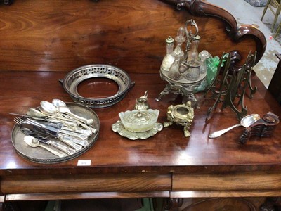 Lot 583 - Quantity of silver plate, brass, mahogany corbel, etc