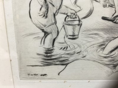 Lot 86 - James Henry Dowd (1883-1956) pair of etchings, rock pooling, both signed