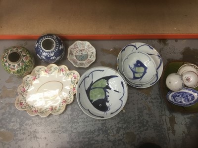 Lot 310 - Collection of ceramics including Chinese, Japanese, 18th century Worcester, Regency Derby dish, slip ware dish etc