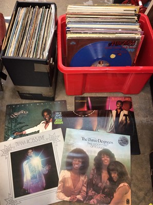 Lot 470 - Box LP records including Johnny Bristol, Ronnie Laws, Al Green, Jesse Green, Marvin Gaye, James Brown, Donna Summer and Michael Jackson. Approx 55. Conditions vary from good through to unplayed, to...