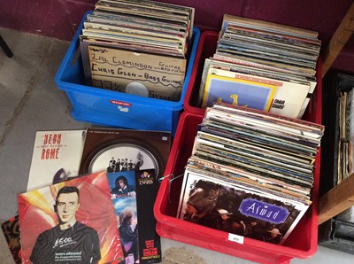 Lot 499 - Six boxes of mixed LP records, 12 inch singes and mixed 7 inch singles - conditions vary