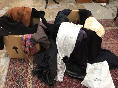 Lot 584 - Two boxes of vintage women's clothing, including Jaeger, Yves Saint Laurent, etc, mostly size 14-16