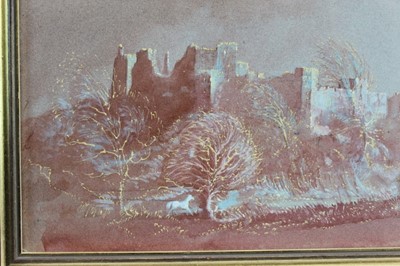 Lot 1066 - *Tom Keating watercolour and body colour castle scene.