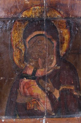 Lot 14 - 19th century Russian icon, with metal oklad.