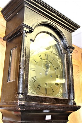 Lot 673 - Frans De La Balle, London, Mid-18th century 8-day lacquered longcase, pendulum and two weights