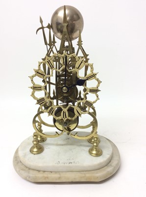 Lot 665 - 19th century brass skeleton clock