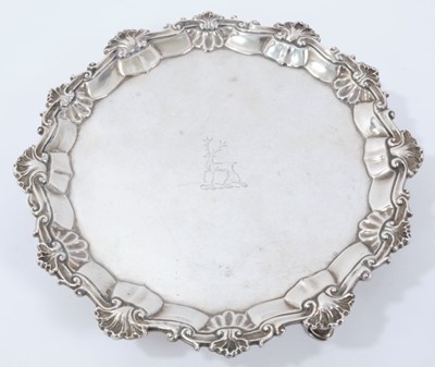 Lot 206 - 18th century provincial Irish silver salver, marked ‘Walsh, Sterling’ (Stephen Walsh, Cork).