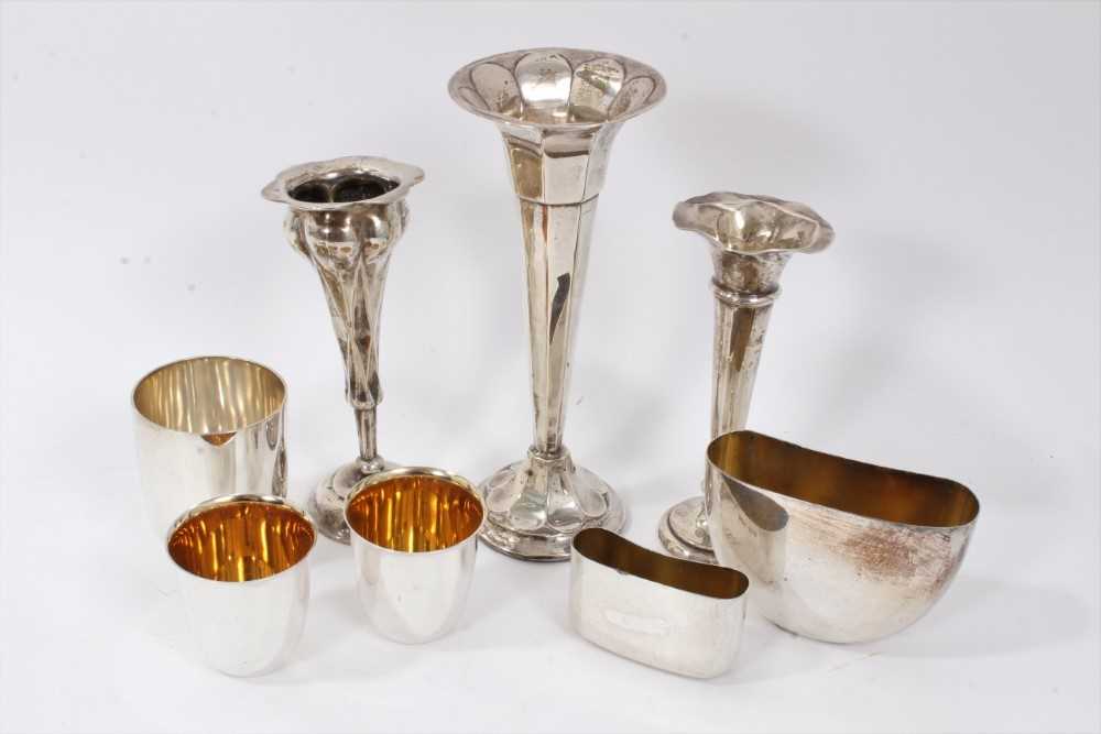 Lot 214 - Pair of irish silver tot cups, another and other items