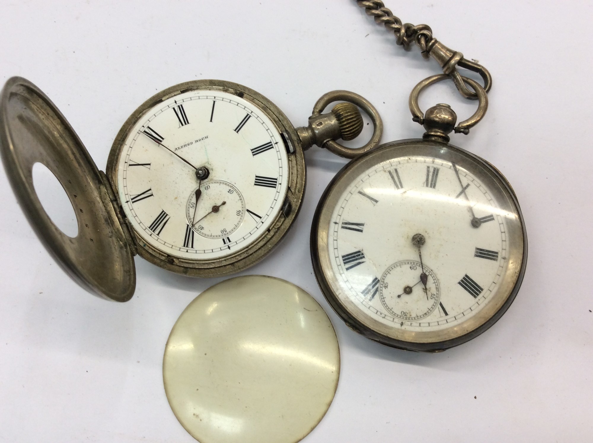 Lot 747 - Silver cased pocket watch on silver chain