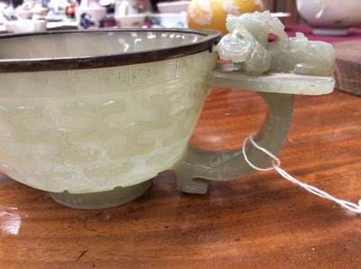 Lot 849 - Good Chinese carved jade two handled bowl