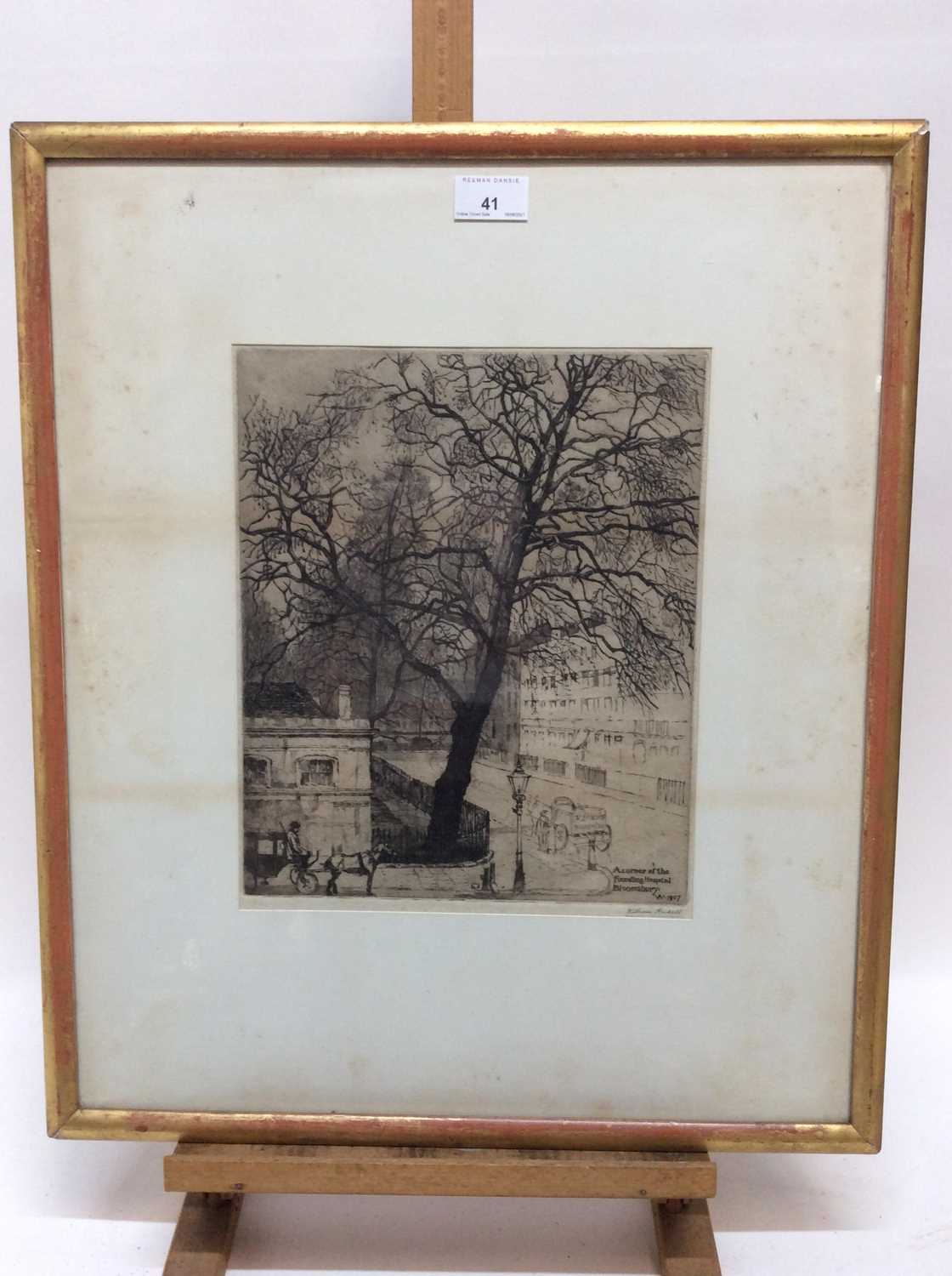 Lot 41 - William Henry Ansell (1872-1959) signed etching - 'A corner of the Foundling Hospital, Bloomsbury, 1907', 31cm x 25cm, in glazed gilt frame