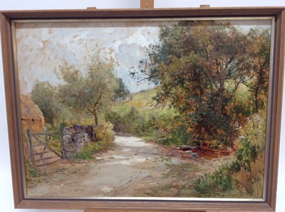 Lot 209 - Ernest Walbourn (1872-1927) oil on board - A Hertfordshire Lane, apparently unsigned, titled verso, 43cm x 60cm, framed