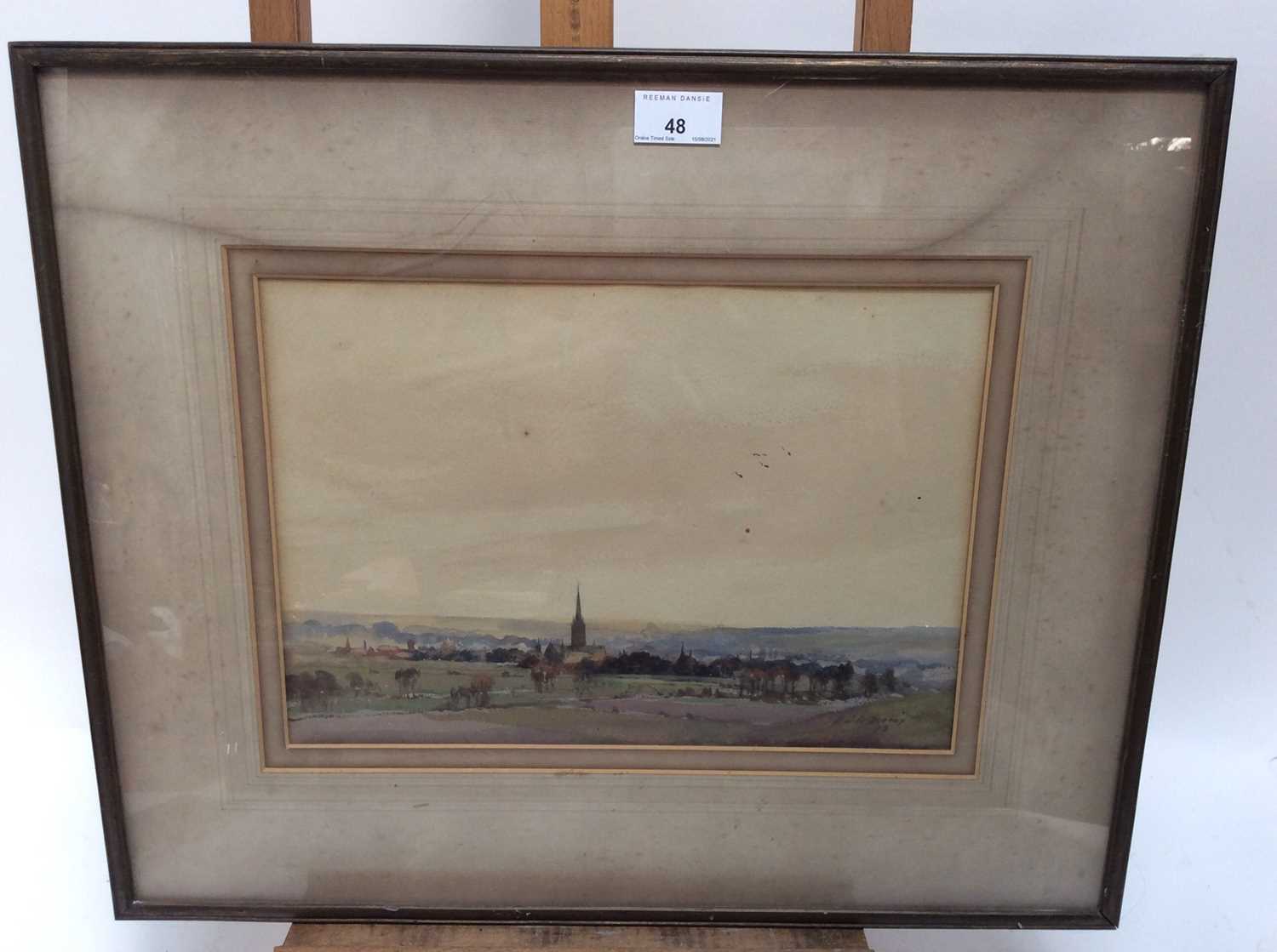 Lot 48 - Henry Franks Waring, early 20th century, watercolour - extensive landscape, signed and dated '14, 24cm x 34cm, in glazed frame