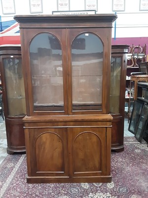 Lot 1029 - Victorian mahogany two height bookcase, with glazed upper section