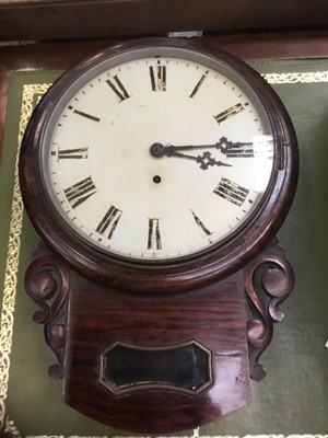 Lot 128 - Early Victorian grained rosewood wall clock
