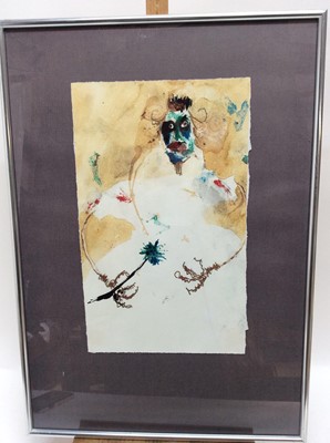 Lot 51 - Pair of contemporary 20th century mixed media works on paper - abstract figures, 38cm x 26cm, in glazed frames