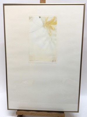 Lot 52 - Trio of 1980s English School pencil and watercolours - Abstracts, indistinctly initialled and dated '89, 23cm x 16cm, overall size 65cm x 45cm, in glazed frames