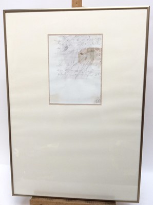 Lot 52 - Trio of 1980s English School pencil and watercolours - Abstracts, indistinctly initialled and dated '89, 23cm x 16cm, overall size 65cm x 45cm, in glazed frames