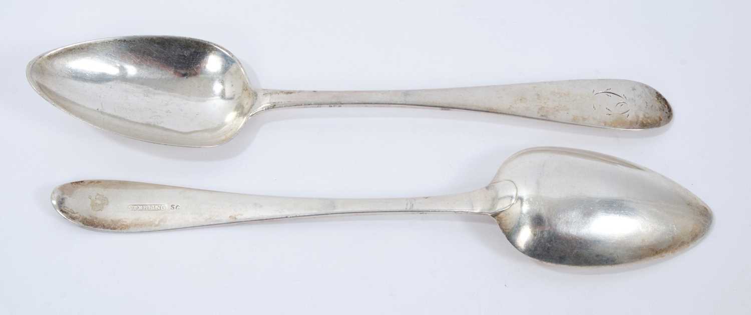 Lot 217 - Pair George III Irish Provincial Old English pattern serving spoons (Cork - Samuel Green).
