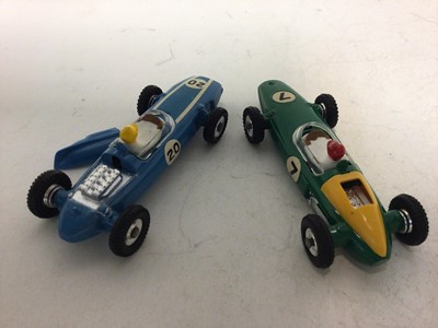 Lot 2125 - Dinky BRM Racing Car No 243, Ferrari Racing Car No 242, Cooper Racing Car No 240, Lotus racing Car No 241, all boxed (4)