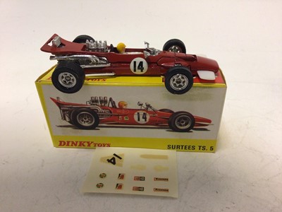 Lot 2126 - Dinky French Issue Surtees TS5 No 1433, Matra F1 No 1417, Ferrari F1 No 1422, all boxed (s)