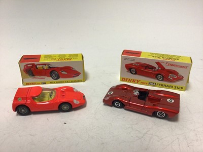 Lot 2134 - Dinky Matra 630 No 200, Ferrari 312P No 203, Alfa Romeo O.S.I Scarabeo No217, Opal Commodore No 179, all boxed (4)