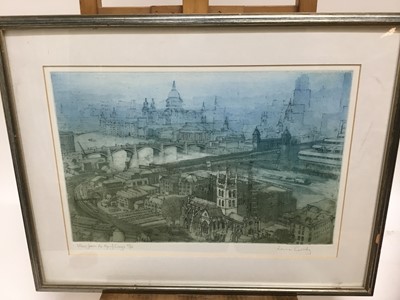 Lot 75 - Lorna Cassidy (Contemporary) colour etching, View from the top of Guys, signed inscribed and numbered 39/50, 26 x 38cm, glazed frame