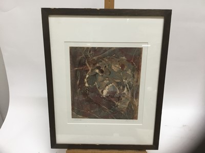 Lot 76 - Contemporary school, mixed media on paper, indistinctly signed, imsge 26 x 24cm, glazed frame