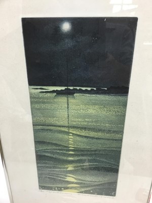 Lot 88 - Elizabeth Morris (Contemporary) etching and aquatint, The reflected moons, signed numbered and inscribed, 33 x 16cm, glazed frame