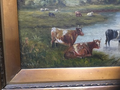 Lot 164 - Christopher Mark Maskell (1846-1933) oil on board, Cattle watering, signed, gilt frame