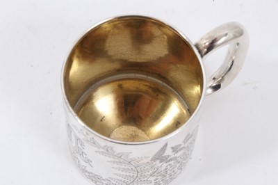 Lot 229 - Victorian silver christening mug of tapered form,  in its original case