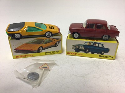 Lot 2152 - Dinky French Issue Carabo Bertone No 1426, Moskvitch No 1410, both boxed (2)