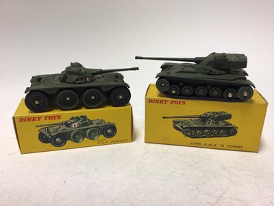 Lot 2155 - Dinky Military French Issue E.B.R. Panharad No 815, Char A.M.X. 13 Tonnes No 817, both boxed (2)