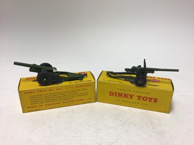 Lot 2156 - Dinky Military 7.2 Howitzer No 693, 5.5 Medium Gun No 692, 3 Ton Army Wagon No 621, Army Covered Wagon No 693, all boxed (4)
