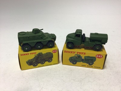 Lot 2158 - Dinky Military 5.5 Medium Gun No 692, 7.2 Howitzer No 693, Army Covered Wagon No 623, Army Water Tanker No 643, all boxed (4)