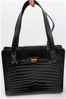 Lot 1450 - Kwanpen black genuine crocodile skin handbag...