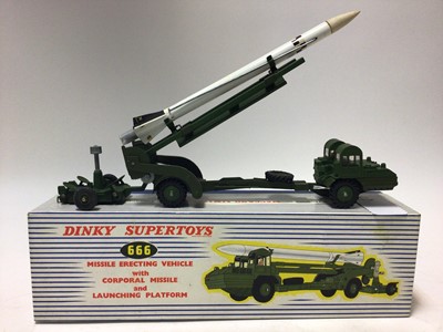 Lot 2185 - Dinky Suprtoys Missile Erecting Vehicle with Corporal Missile and LaunchingPlatform No 666, boxed