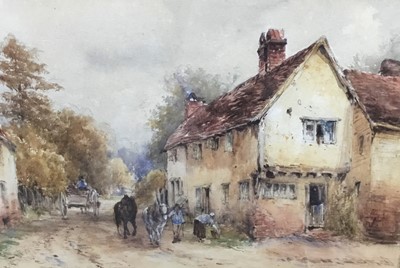 Lot 197 - William Bingham McGuinness (1849-1928) watercolour- figures beside cottages