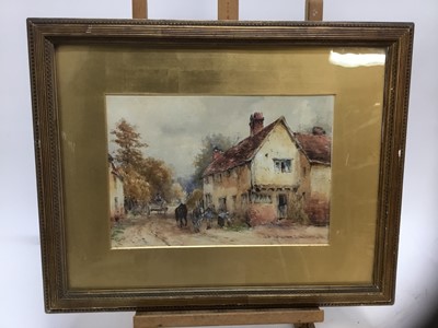 Lot 197 - William Bingham McGuinness (1849-1928) watercolour- figures beside cottages