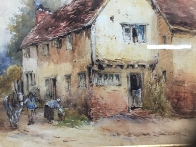 Lot 197 - William Bingham McGuinness (1849-1928) watercolour- figures beside cottages